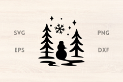 Snowman with Trees SVG Scene Product Image 1