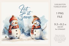Christmas tumbler wrap, Snowman sublimation tumbler wrap Product Image 2