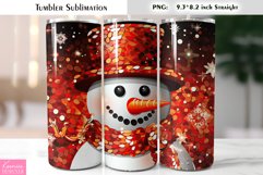 Christmas Glitter Snowman Tumbler Sublimation|3d Christmas Product Image 1