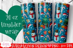 Christmas tumbler wrap for sublimation | Snowman tumbler PNG Product Image 1