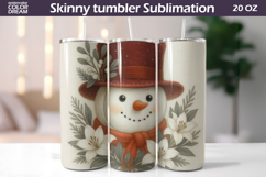 Snowman Floral Tumbler | Christmas Tumbler Sublimation Product Image 1