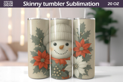 Snowman Floral Tumbler | Christmas Tumbler Sublimation Product Image 1