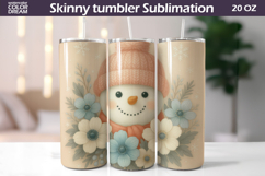 Snowman Floral Tumbler | Christmas Tumbler Sublimation Product Image 1