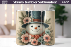 Snowman Floral Tumbler | Christmas Tumbler Sublimation Product Image 1