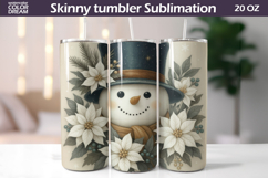 Snowman Floral Tumbler | Christmas Tumbler Sublimation Product Image 1