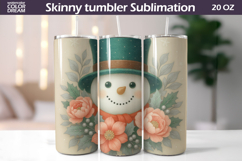 Snowman Floral Tumbler | Christmas Tumbler Sublimation Product Image 1
