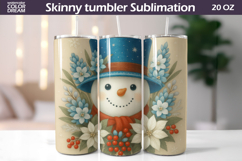 Snowman Floral Tumbler | Christmas Tumbler Sublimation Product Image 1