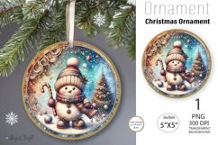 Vintage Snowman Ornament| Round Christmas Ornamen| Snowman Product Image 1