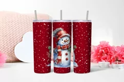 Watercolor Christmas snowman Tumbler sublimation Product Image 2