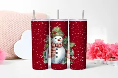 Watercolor snowman Christmas Tumbler sublimation Product Image 2