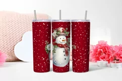 Watercolor snowman Christmas Tumbler sublimation Product Image 2