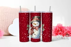 Watercolor snowman Christmas Tumbler sublimation Product Image 2