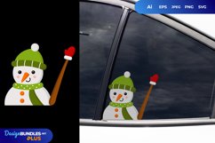 Snowman Waving with Green Suit for Sticker Product Image 1