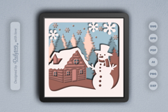 Snowman Winter Cabin Layered Papercut Product Image 2