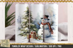 Snowman with Christmas gifts - Christmas Tumbler Wrap 300dpi Product Image 2