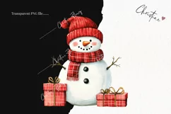 Watercolor Snowman With Gifts | Christmas PNG Product Image 2