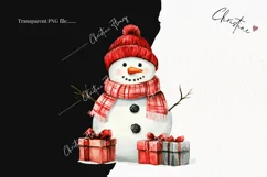 Watercolor Snowman With Gifts | Christmas PNG Product Image 2