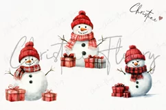Watercolor Snowman With Gifts | Christmas PNG Product Image 3