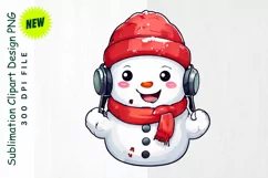 Snowman with “Happy Holidays" Sign & Earmuffs Clipart Product Image 1