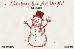 Snowman SVG PNG EPS, Vintage Line art Christmas clipart. Product Image 1