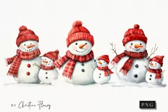 Watercolor Snowman Family | Christmas PNG Product Image 1