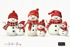Watercolor Snowman Family | Christmas PNG Product Image 1