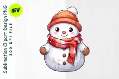 Snowman with Mini Snowman & Festive Scarf Clipart Product Image 1