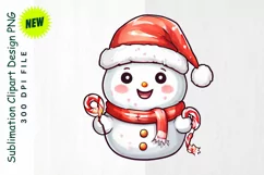Snowman with Reindeer Headband & Candy Cane Clipart Product Image 1