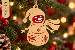 Snowman with Scarf Ornament Laser Cut SVG Product Image 1