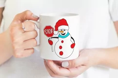 Funny Snowman with STOP Sign SVG | Santa Please Stop Here Product Image 2