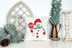 Funny Snowman with STOP Sign SVG | Santa Please Stop Here Product Image 3