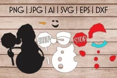 Funny Snowman with STOP Sign SVG | Santa Please Stop Here Product Image 5