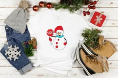 Funny Snowman with STOP Sign SVG | Santa Please Stop Here Product Image 4