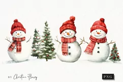 Watercolor Snowman Christmas Tree | Christmas PNG Product Image 1