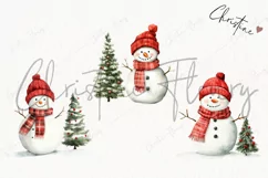 Watercolor Snowman Christmas Tree | Christmas PNG Product Image 3