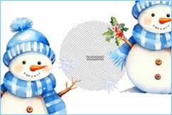 Christmas snowmen png clipart| Watercolor cute snowmen PNG Product Image 3