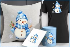 Christmas snowmen png clipart| Watercolor cute snowmen PNG Product Image 4