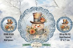 Rustic Snowman Blue Wind Spinner Sublimation Design Product Image 1