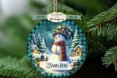 Snowmen In Night Village Christmas Ornament Design PNG Files Product Image 2