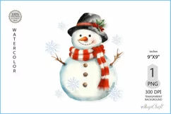 Christmas cute snowmen png clipart| Watercolor snowmen Product Image 1