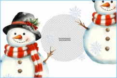Christmas cute snowmen png clipart| Watercolor snowmen Product Image 3
