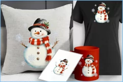 Christmas cute snowmen png clipart| Watercolor snowmen Product Image 4