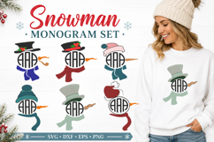 Snowmen Snowman Monogram frame Bundle, Snowman Head SVG Product Image 1