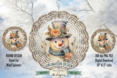 Rustic Snowman with Rose Wind Spinner Sublimation Design Product Image 1