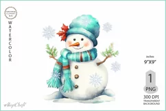 Cute Snowmen png clipart|snowmen Watercolor Christmas print Product Image 1