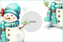 Cute Snowmen png clipart|snowmen Watercolor Christmas print Product Image 3