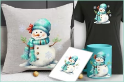 Cute Snowmen png clipart|snowmen Watercolor Christmas print Product Image 4