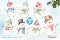 Watercolour Snowman Clipart Snowmen Assets Christmas Product Image 3