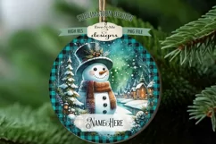Snowmen In Night Village Christmas Ornament Design PNG Files Product Image 4