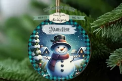 Snowmen In Night Village Christmas Ornament Design PNG Files Product Image 5